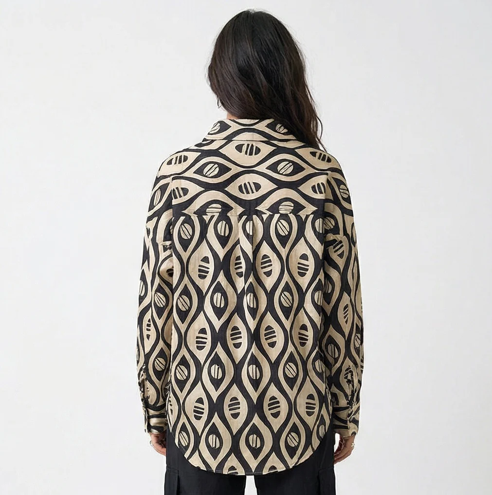 Women Abstract Print Oversized Button-Down Shirt - R217470 - Image 2