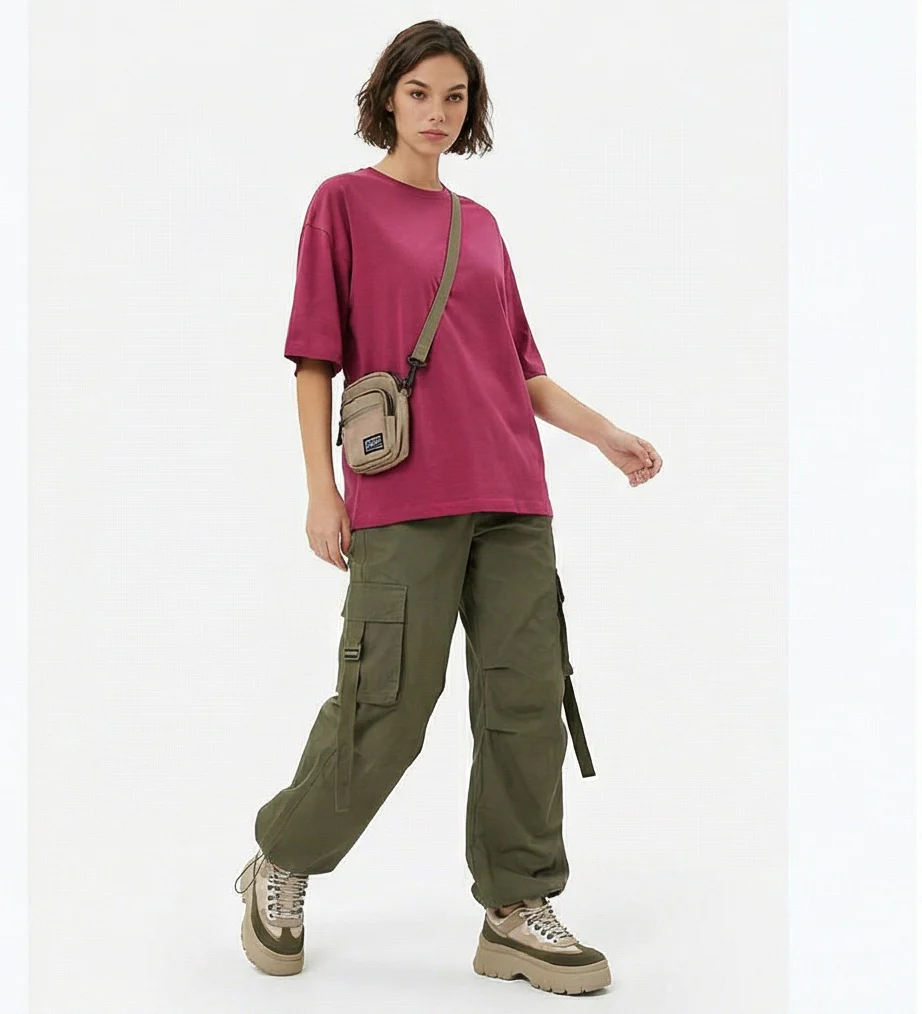 Berry Magenta Oversized Relaxed Fit Tee - R217677 - Image 3
