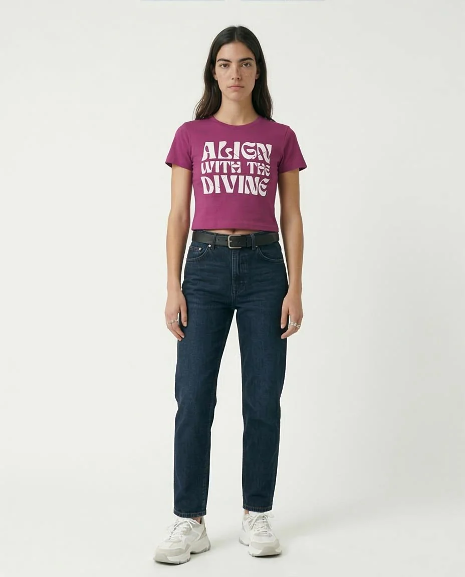 Ravin Women’s "Align With The Divine" Cropped Graphic T-Shirt – Berry - R209491 - Image 3