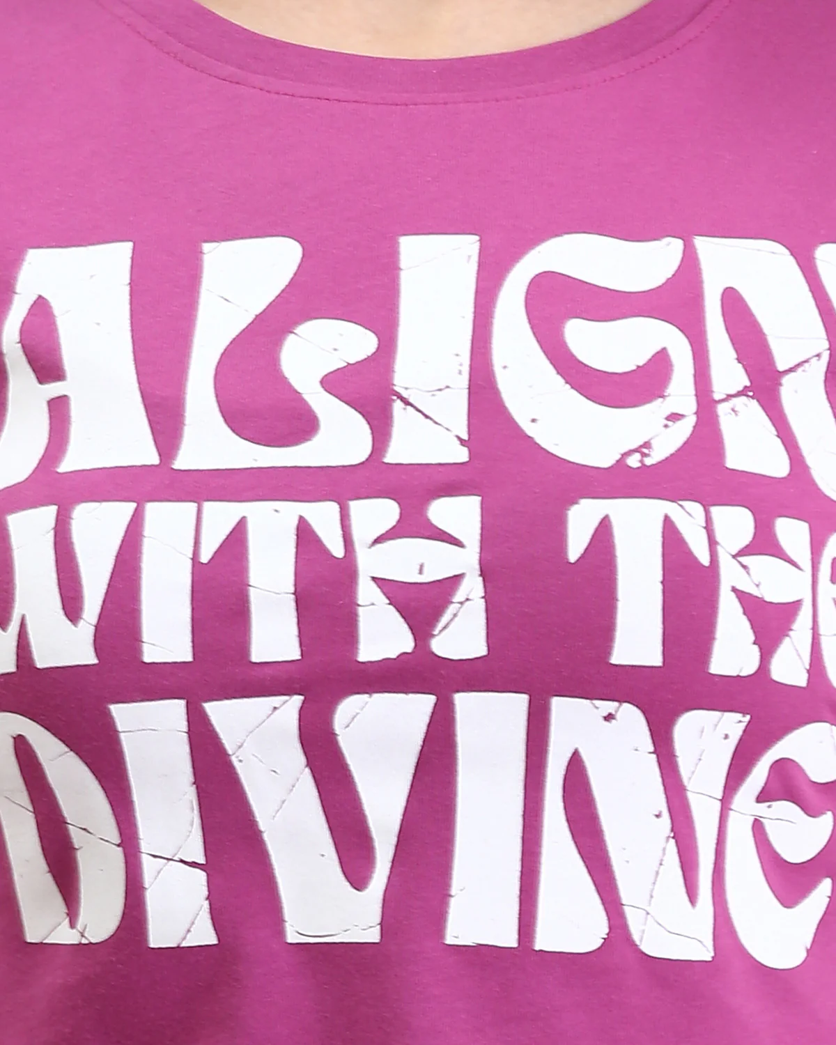 Ravin Women’s "Align With The Divine" Cropped Graphic T-Shirt – Berry - R209491 - Image 4