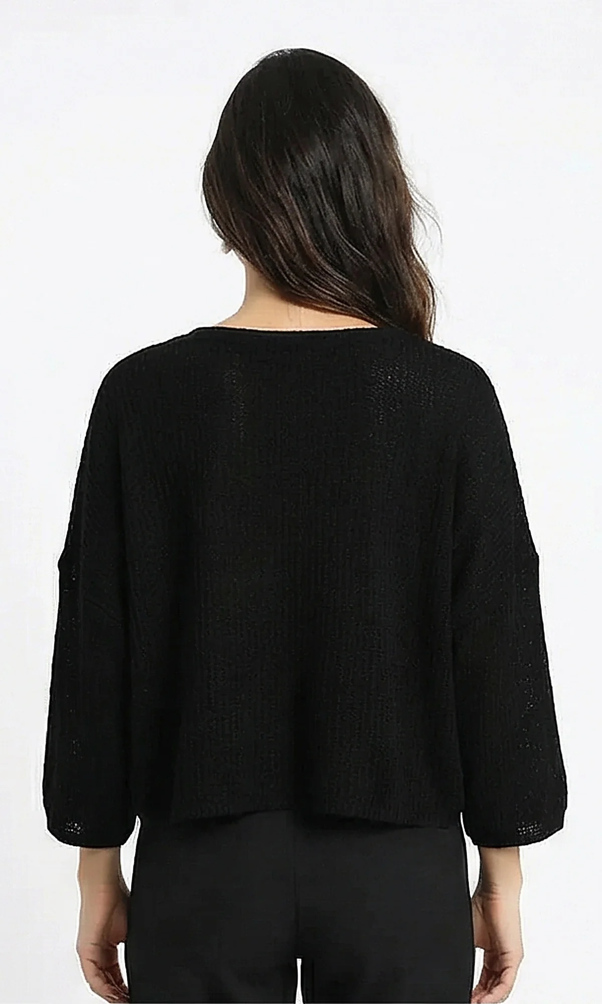 Black Minimalist Boxy Knit Tee - Image 2