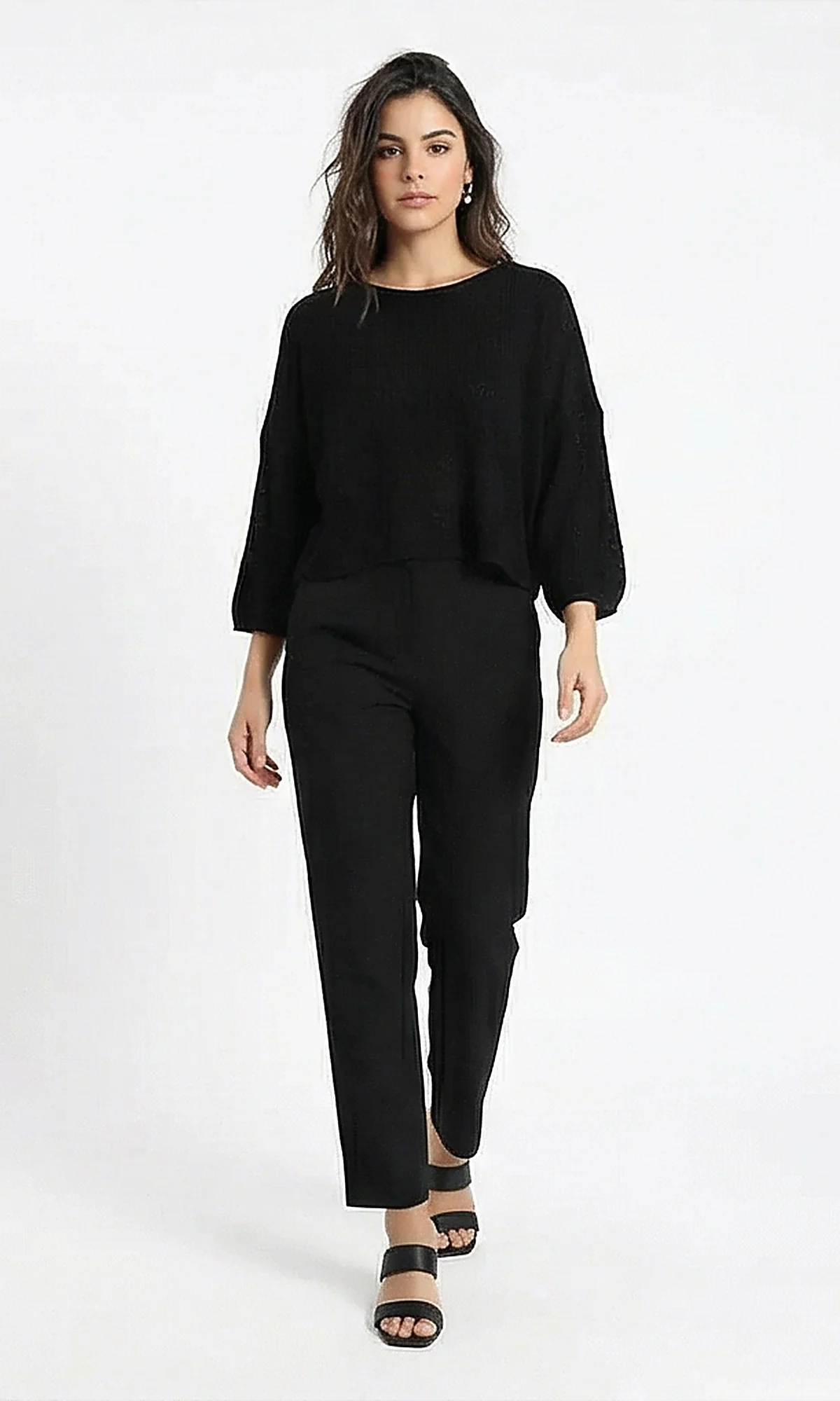 Black Minimalist Boxy Knit Tee - Image 3
