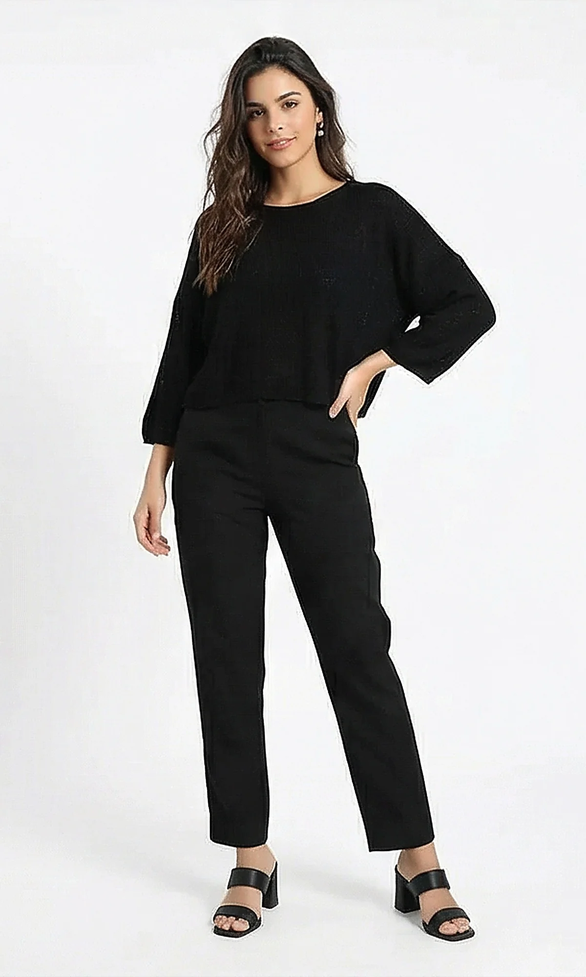 Black Minimalist Boxy Knit Tee - Image 4