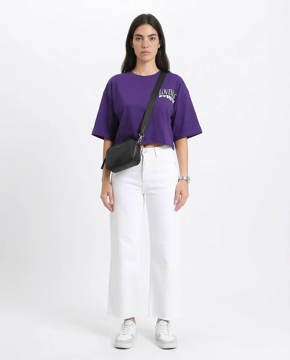 Ravin Women's "Brainwash" Graphic Boxy Crop T-Shirt – Deep Purple - R209240 - Image 3