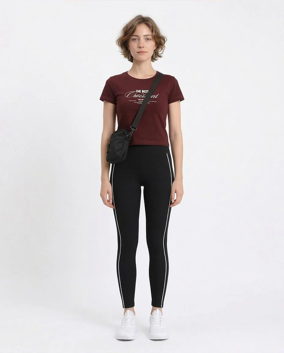 RAVIN Women’s Burgundy "The Best Croissant" Graphic Baby Tee - R212304 - Image 4