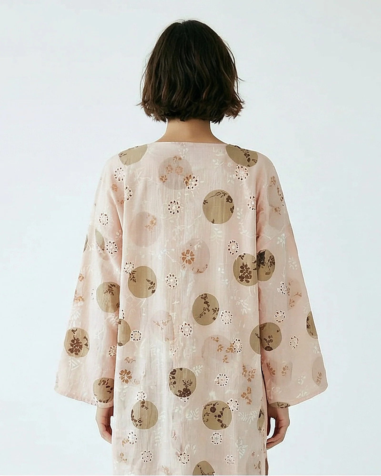 Blush Pink Printed Longline Open-Front Kimono - R217389 - Image 4