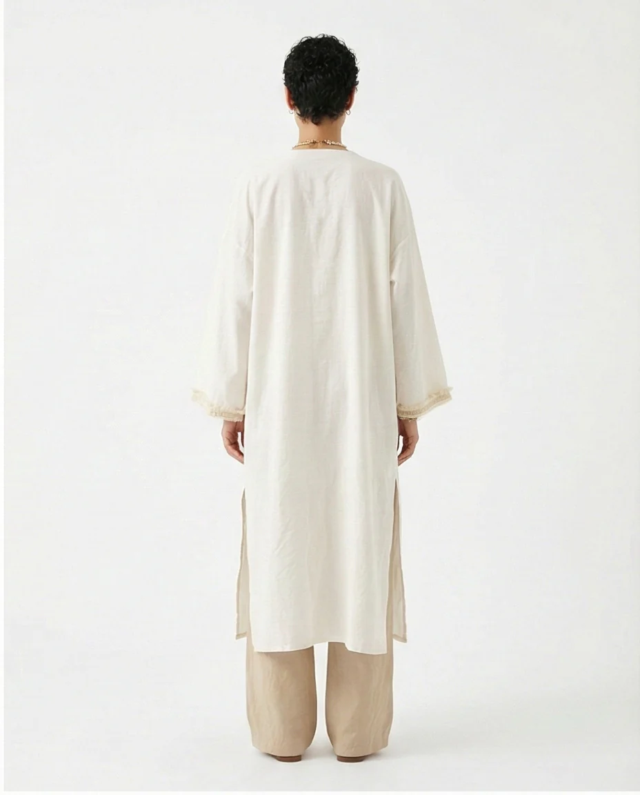 Cream Lightweight Longline Fringed Cardigan - R217005 - Image 4