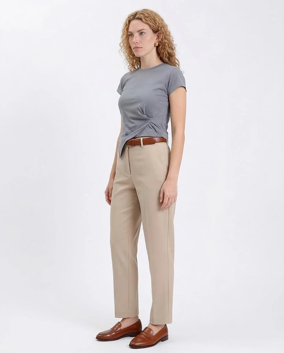 Ravin Women's Charcoal Grey Asymmetrical Twist-Front Crew Neck T-Shirt - Grey - R208610 - Image 5