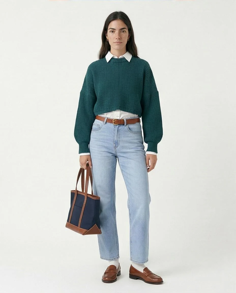 Ravin Women's Chunky Rib-Knit Cropped Sweater – Teal - R214309 - Image 4