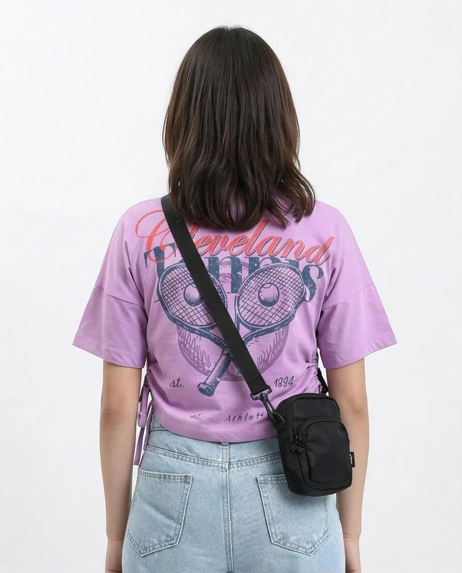 RAVIN Women’s Cinch-Side Graphic "Cleveland Tennis" T-Shirt – Lavender - R210798 - Image 2