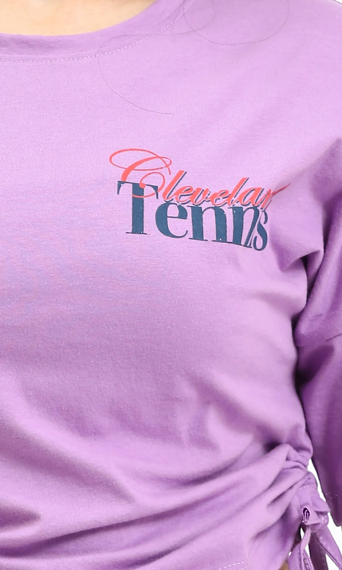 RAVIN Women’s Cinch-Side Graphic "Cleveland Tennis" T-Shirt – Lavender - R210798 - Image 3