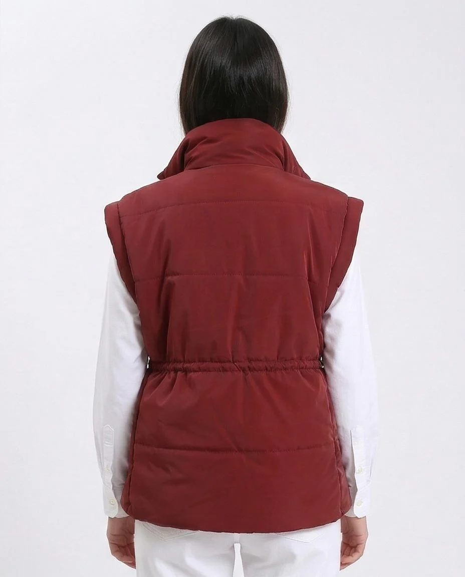 Ravin Women’s Cinched-Waist Padded Puffer Vest – Burgundy - R212524 - Image 2