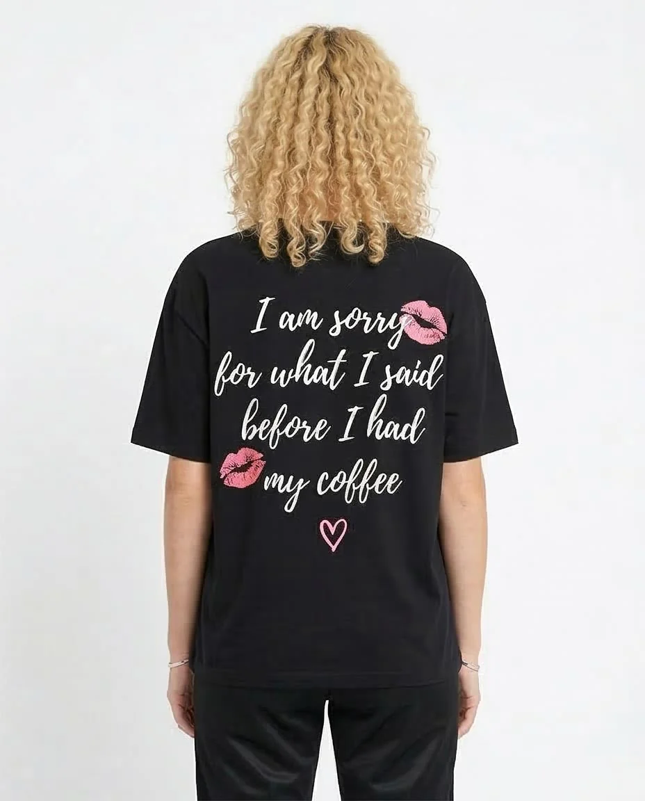 Ravin Women's "Coffee First" Graphic Relaxed T-Shirt - Black - R210561 - Image 2