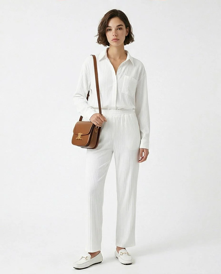 Ravin Women's Crinkled Relaxed-Fit Button-Down Shirt – Textured Oversized Long Sleeve Blouse - R217304 - Image 3