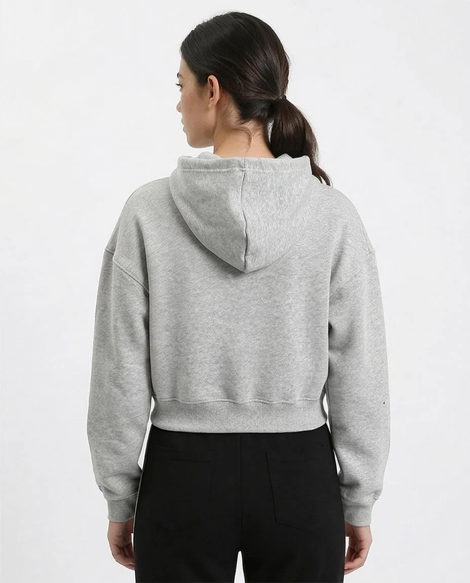 Ravin Women’s Cropped Boxy Hoodie – Light Grey Marl - R212060 - Image 2