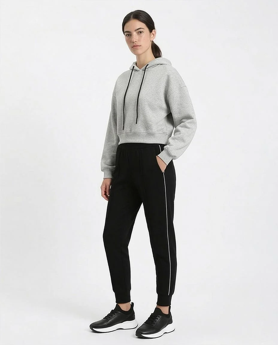 Ravin Women’s Cropped Boxy Hoodie – Light Grey Marl - R212060 - Image 5