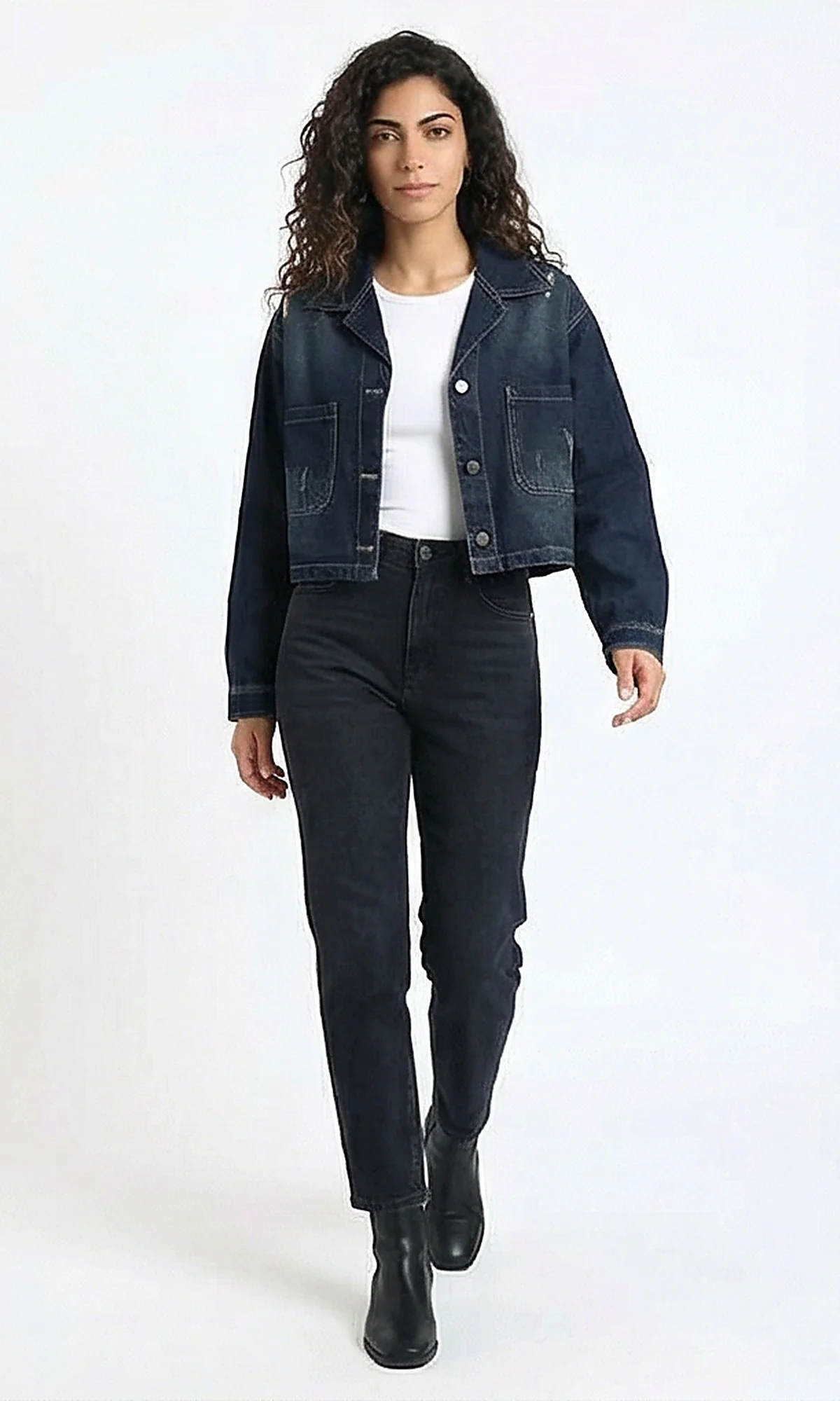 Ravin Women's Cropped Denim Jacket in Dark Wash - Image 3
