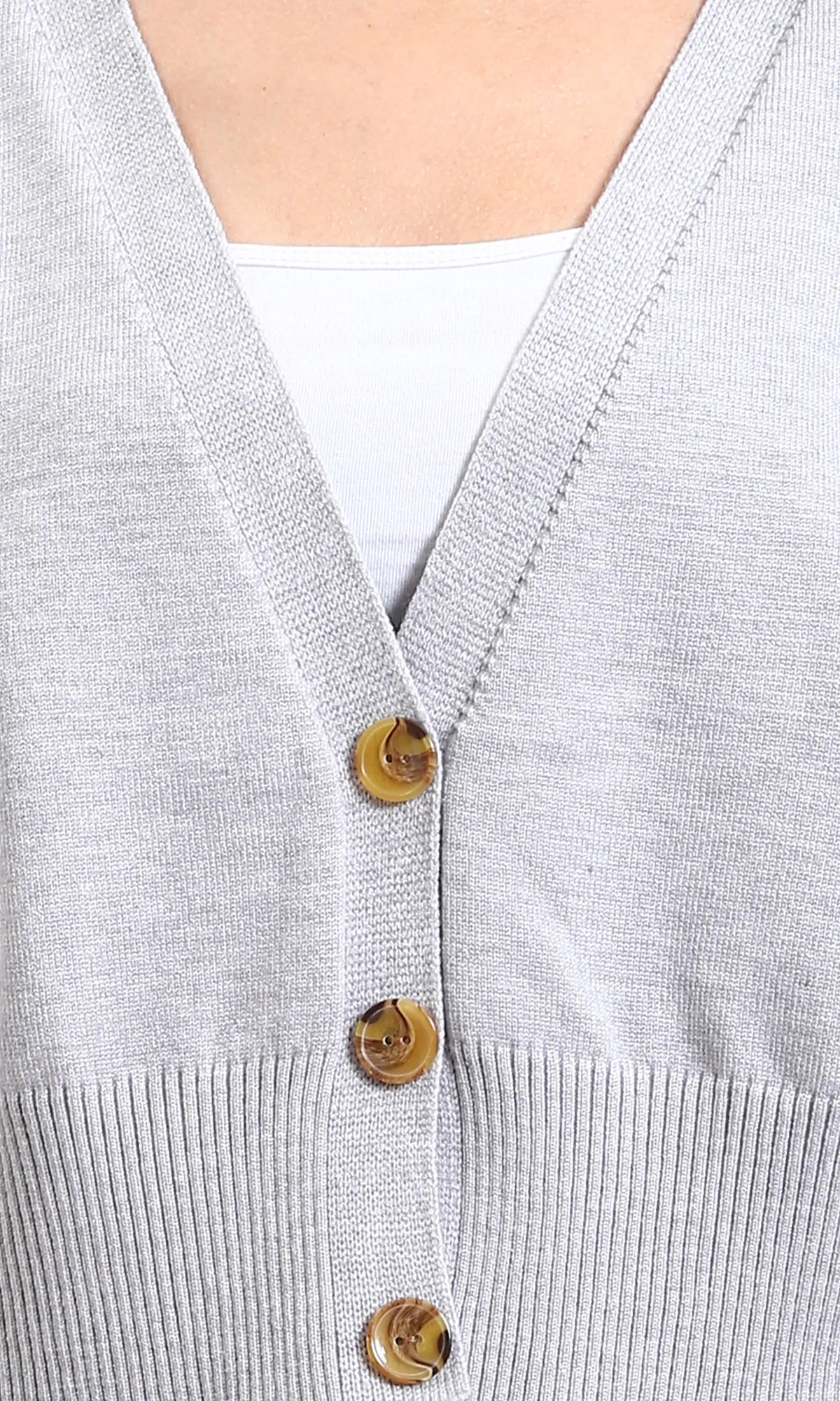 Ravin Women’s Cropped V-Neck Knit Cardigan – Light Grey - R213649 - Image 3