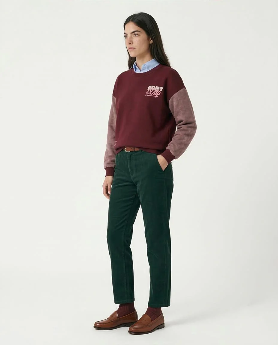Ravin Women's "DON'T STOP" Multi-Print Color-Block Sweatshirt – Burgundy & Rose Melton - R212676 - Image 4