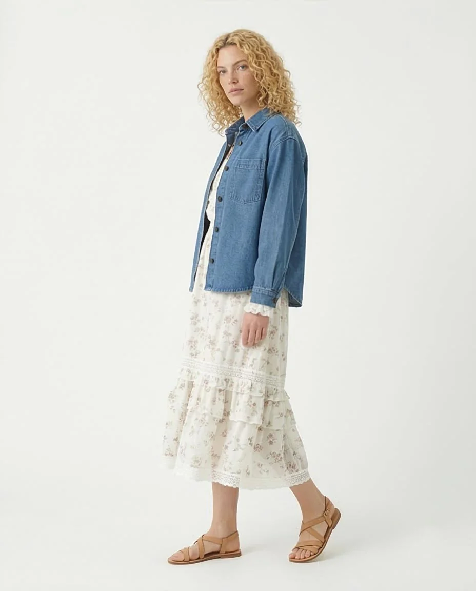 Ravin Women's Drop Shoulder Longline Denim Jacket – Jean Blue - R215385 - Image 4