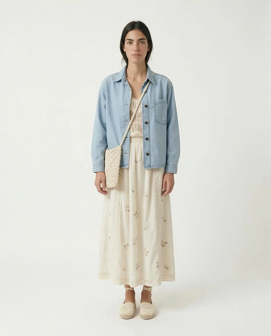 Ravin Women’s Drop-Shoulder Longline Denim Jacket – Light Blue- R215384 - Image 3