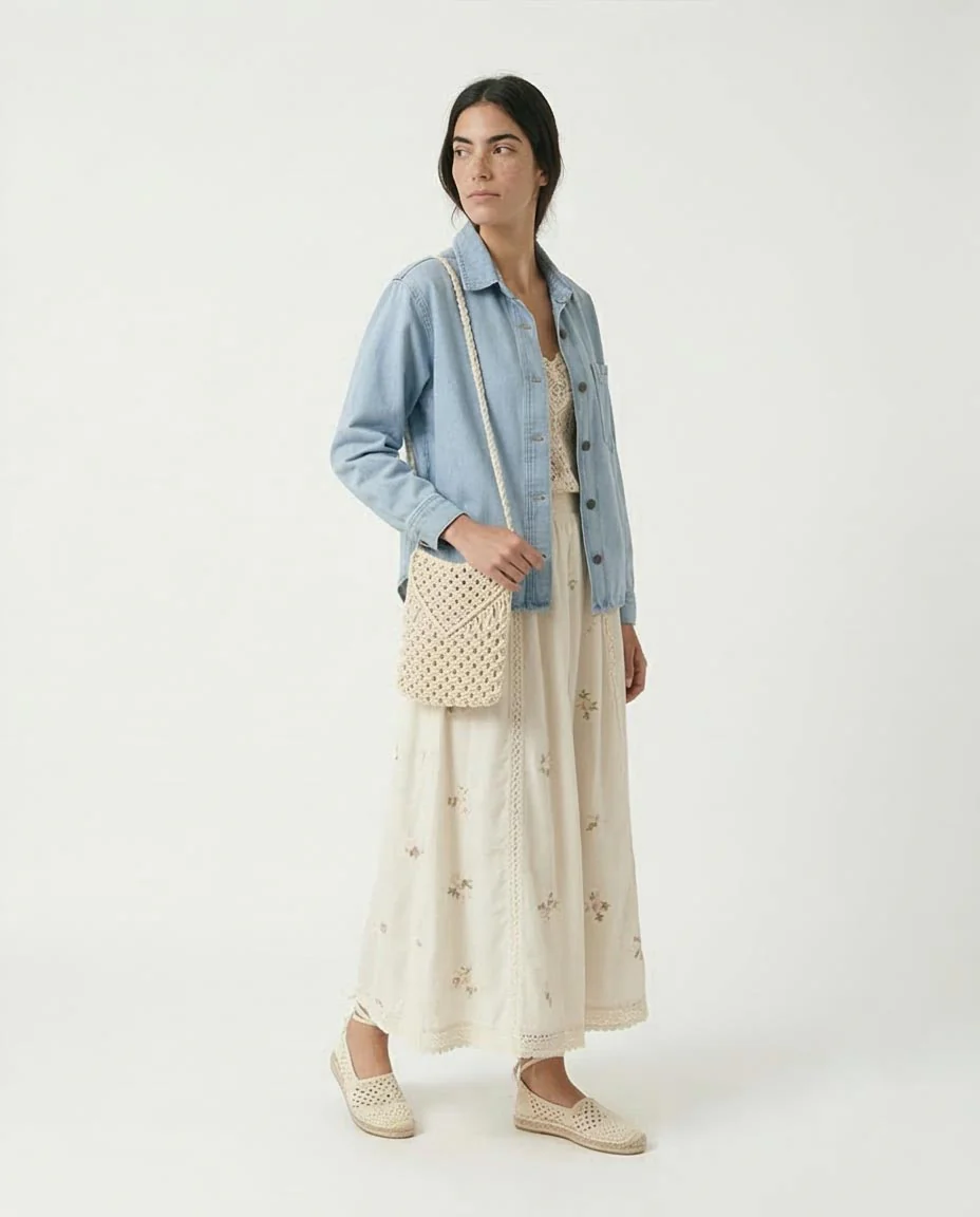 Ravin Women’s Drop-Shoulder Longline Denim Jacket – Light Blue- R215384 - Image 4