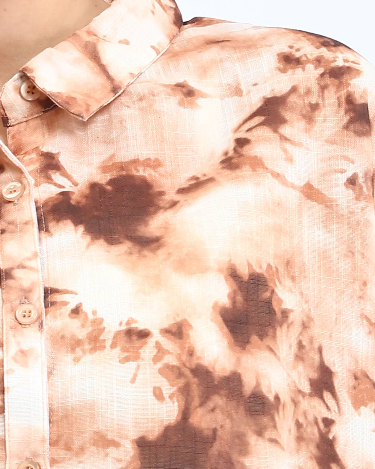 Ravin Women's Earth-Tone Abstract Print Crop Shirt - Brown & Light Orange - R204846 - Image 4