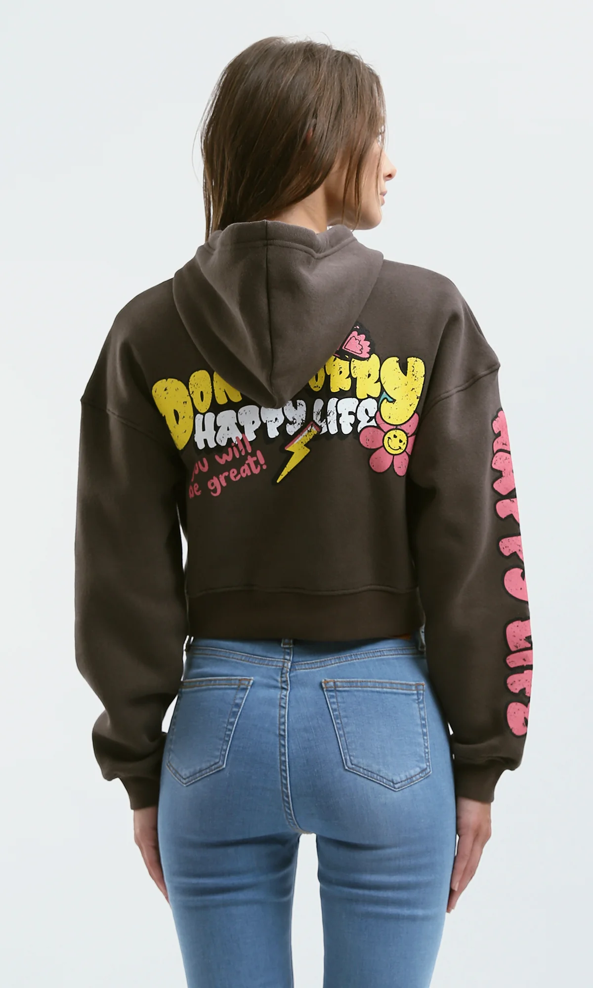 Women's Espresso Graphic Cropped Hoodie - 0179918 - Image 3