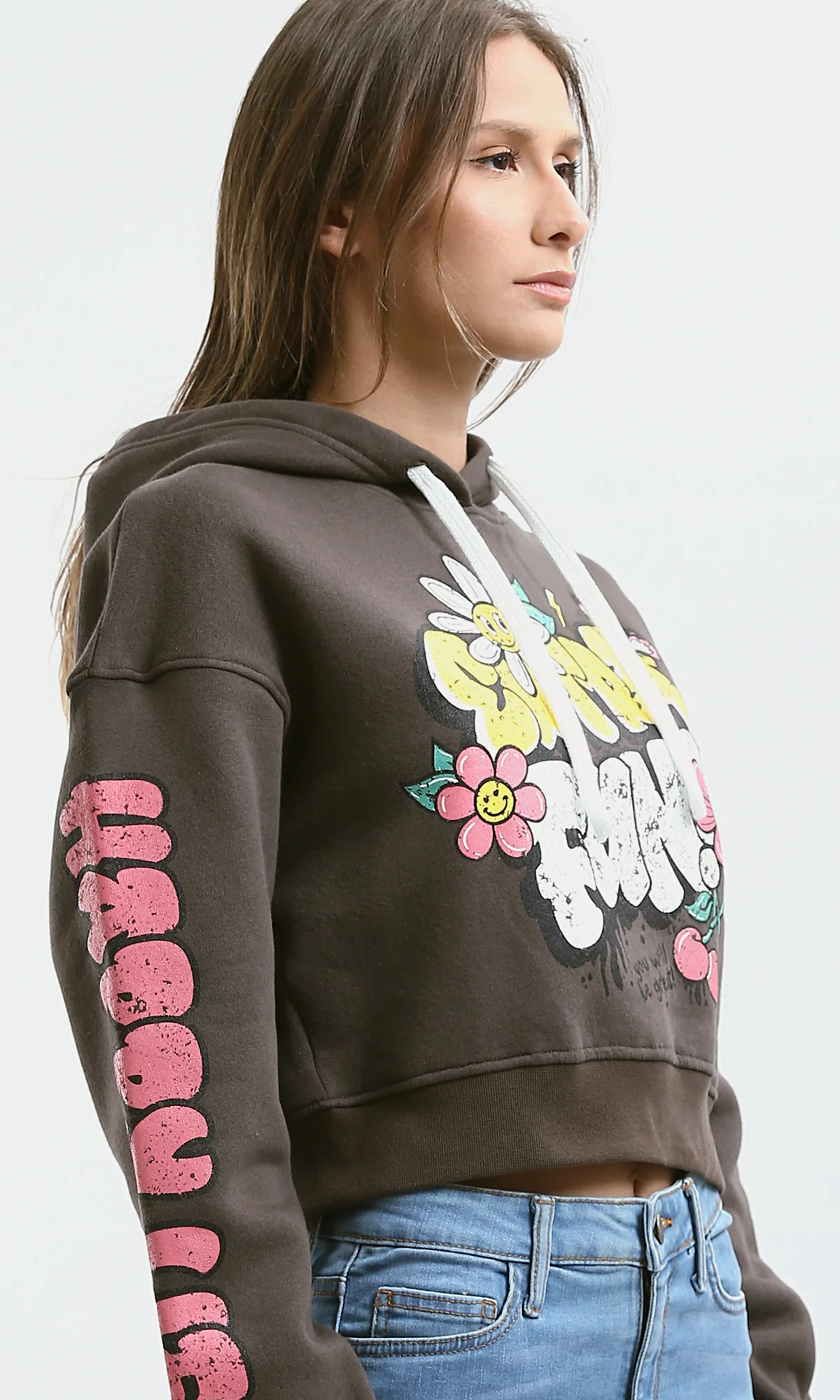 Women's Espresso Graphic Cropped Hoodie - 0179918 - Image 4