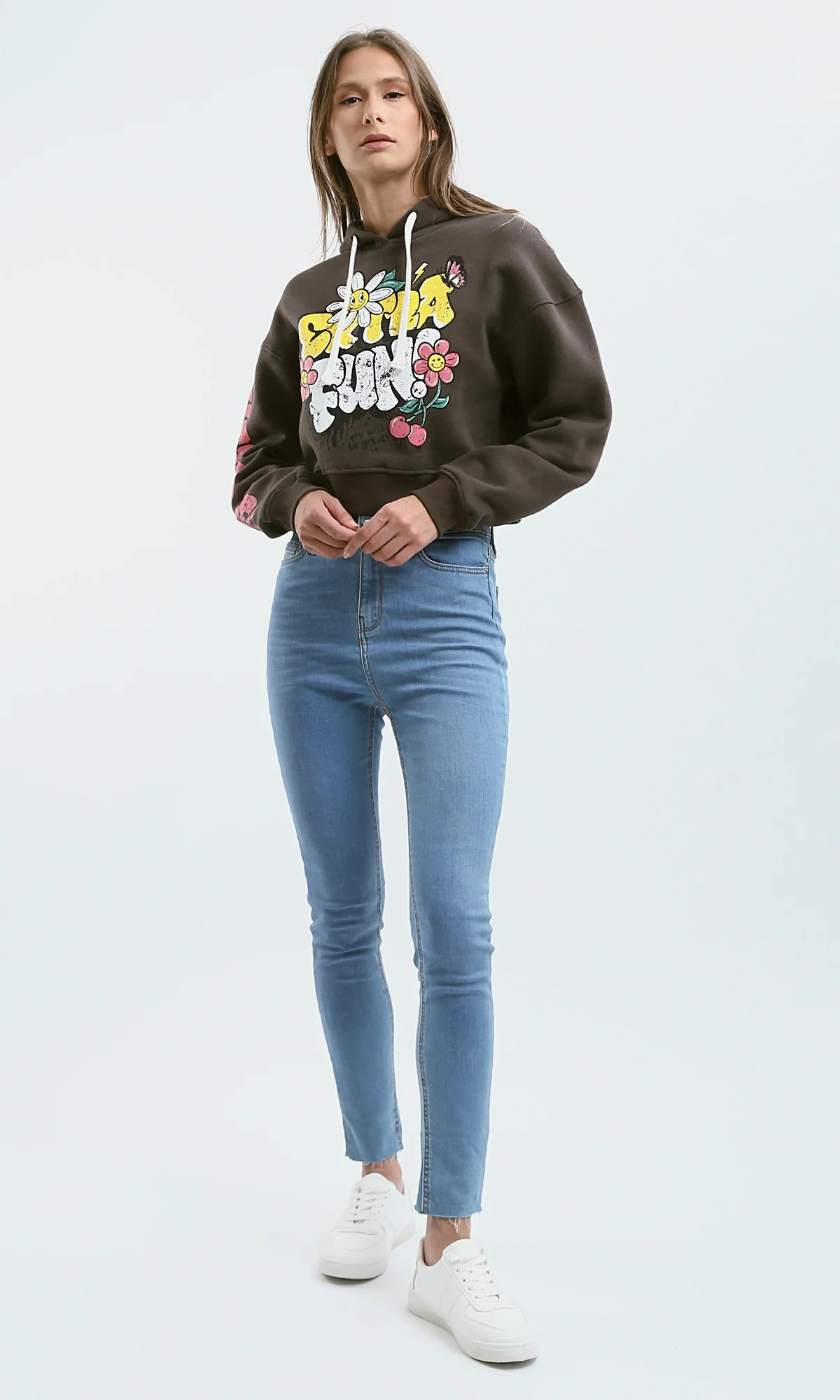 Women's Espresso Graphic Cropped Hoodie - 0179918 - Image 5