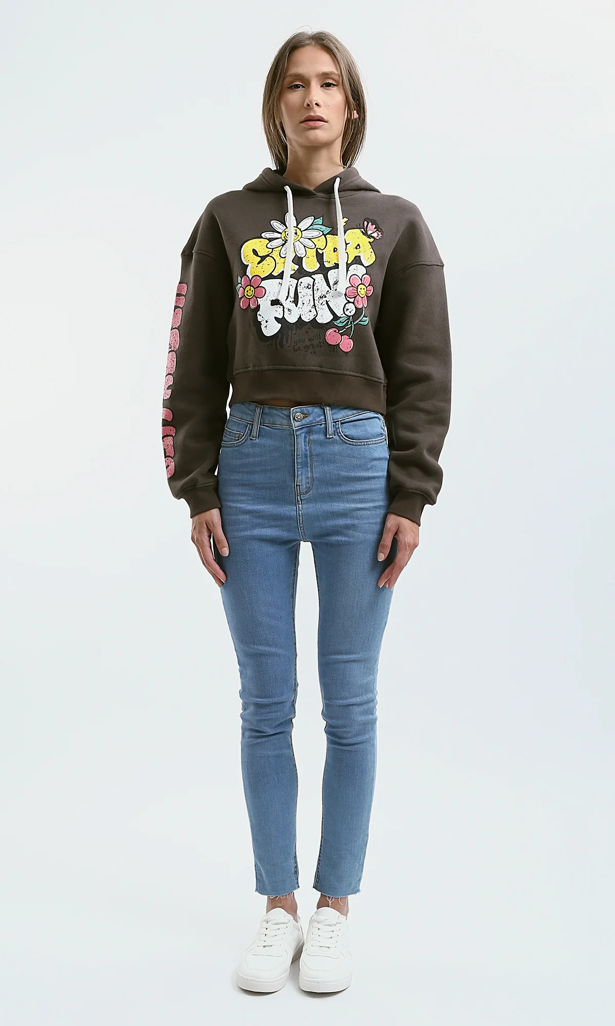 Women's Espresso Graphic Cropped Hoodie - 0179918 - Image 7