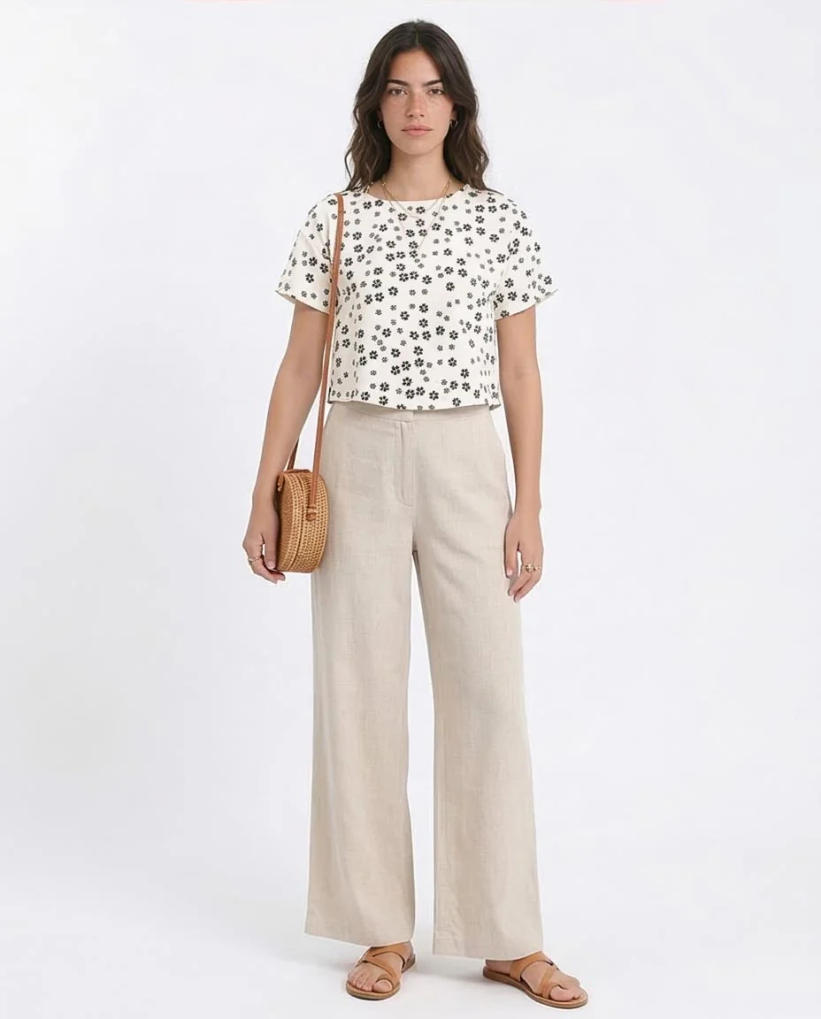 Ravin Women's Floral Print Boxy Cropped Top - Off-White & Black - R208776 - Image 3