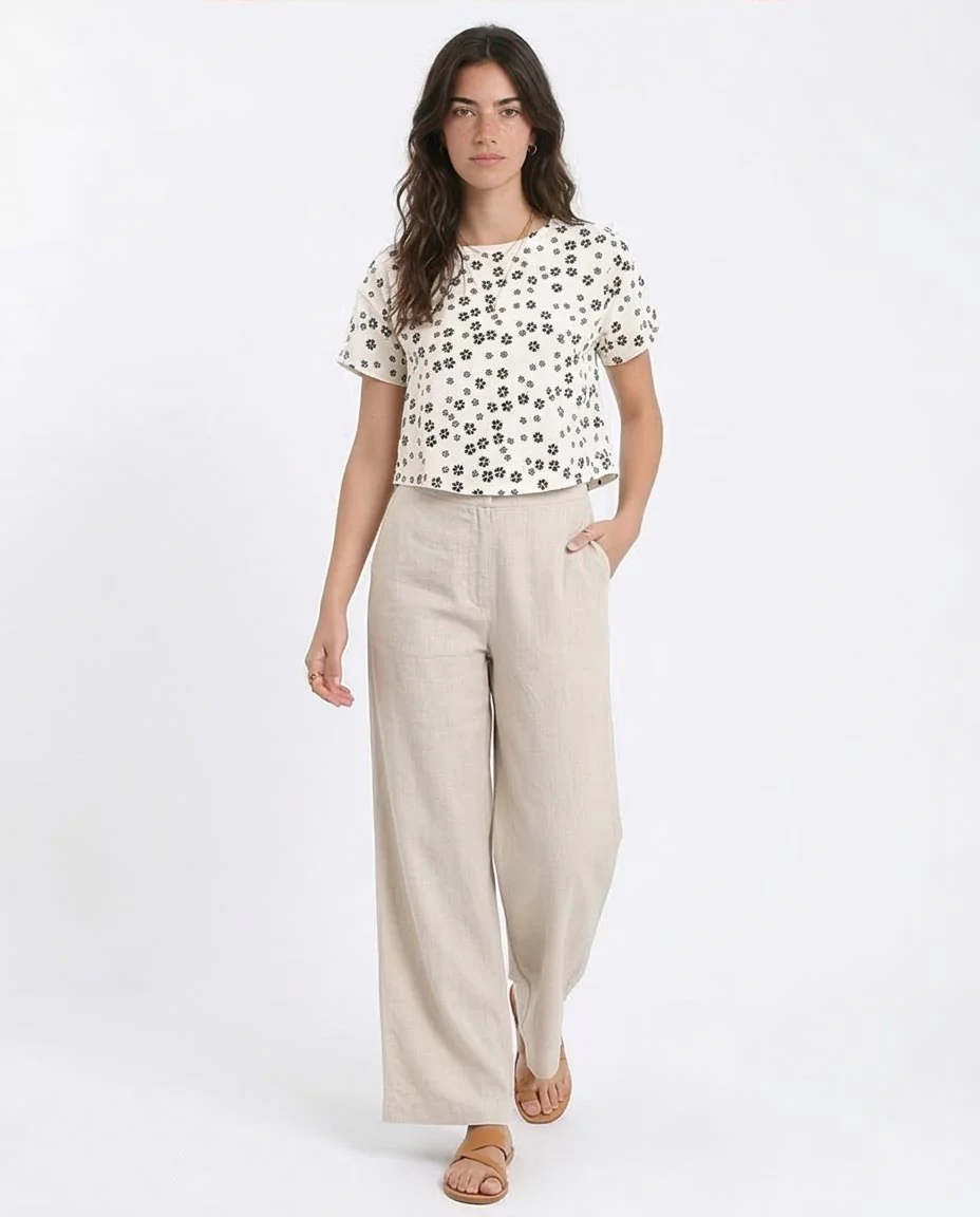 Ravin Women's Floral Print Boxy Cropped Top - Off-White & Black - R208776 - Image 5