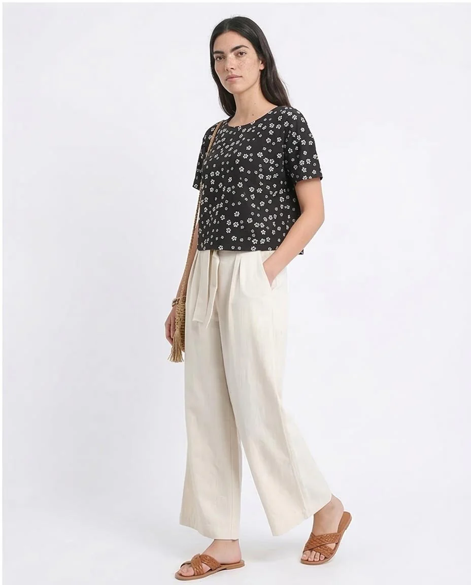 Ravin Women’s Floral Print Relaxed Crop Top - Black & White - R208775 - Image 5