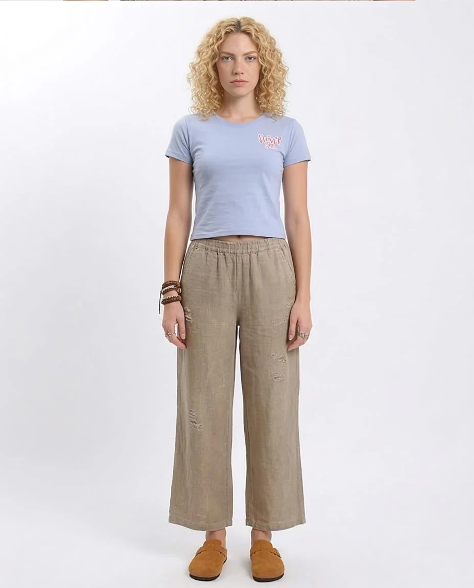Ravin Women's "Flower Girl" Cropped Graphic T-Shirt - Periwinkle Blue - R208602 - Image 3