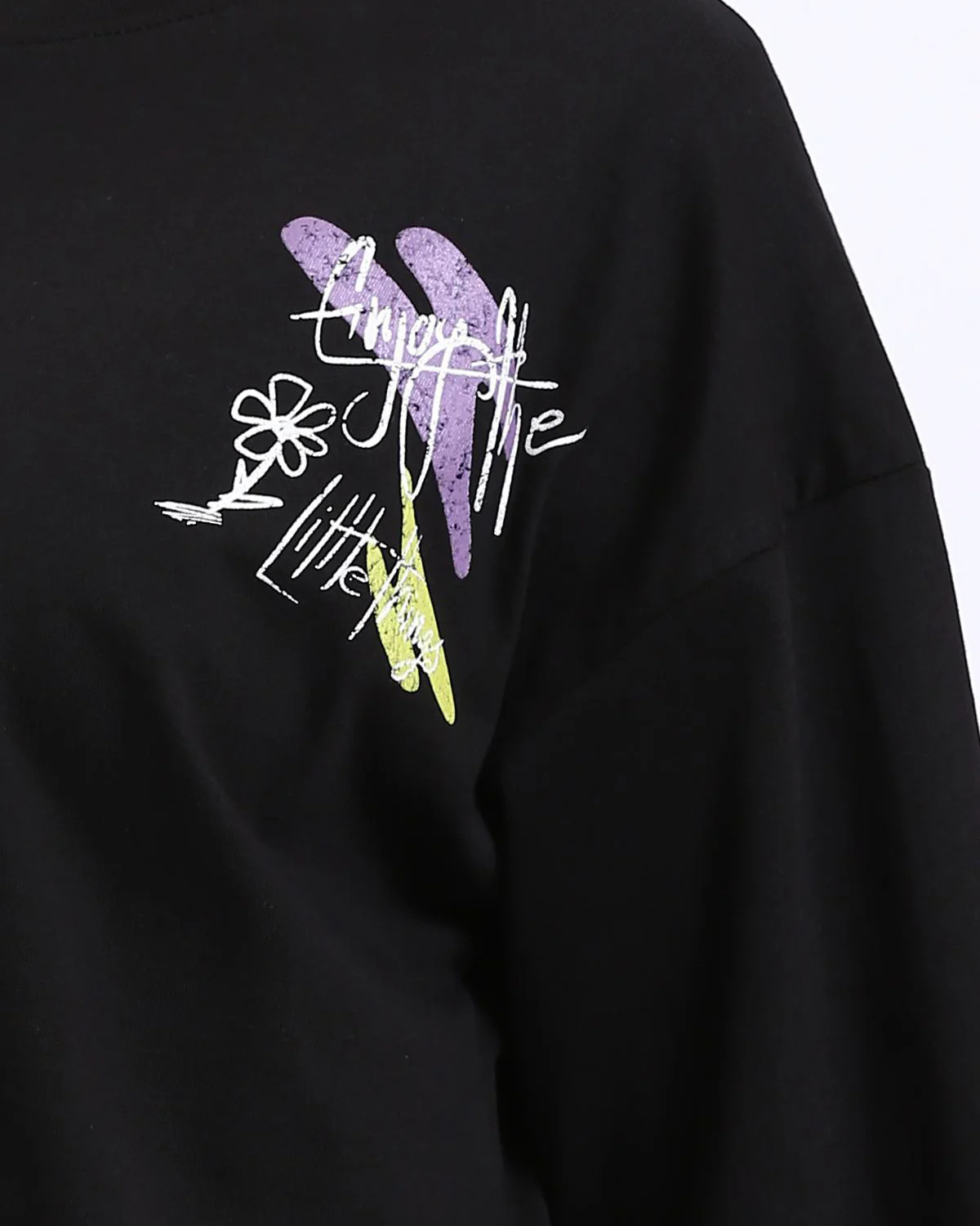 Ravin Women's "Good Vibes" Cropped Graphic T-Shirt – Black - R208611 - Image 4