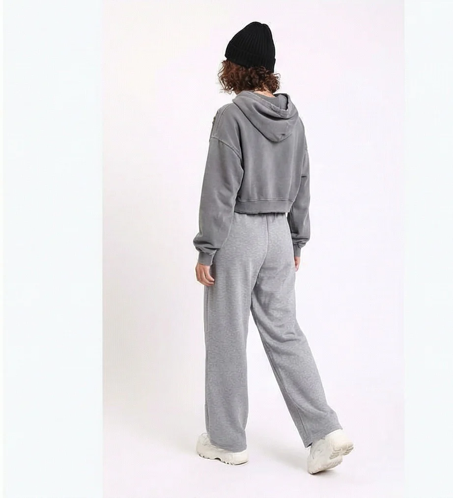 Women's Heather Grey Relaxed Wide-Leg Lounge Pants - R217485 - Image 4