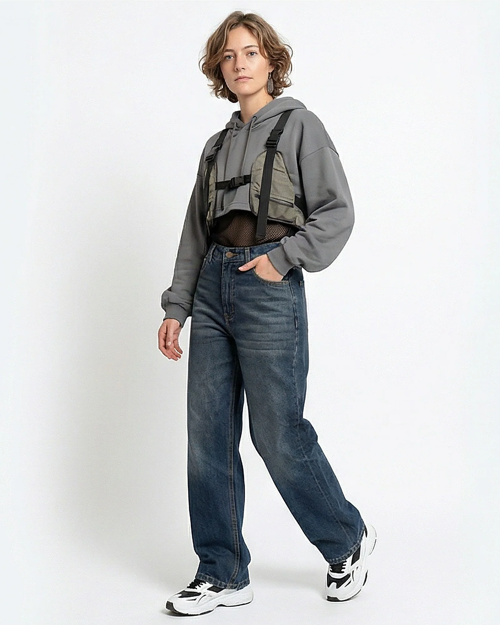 High-Waist Washed Wide-Leg Jeans - Image 3