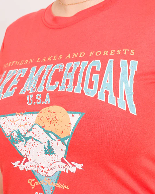Ravin Women's Lake Michigan Graphic Cropped T-Shirt - Coral - O203256 - Image 4