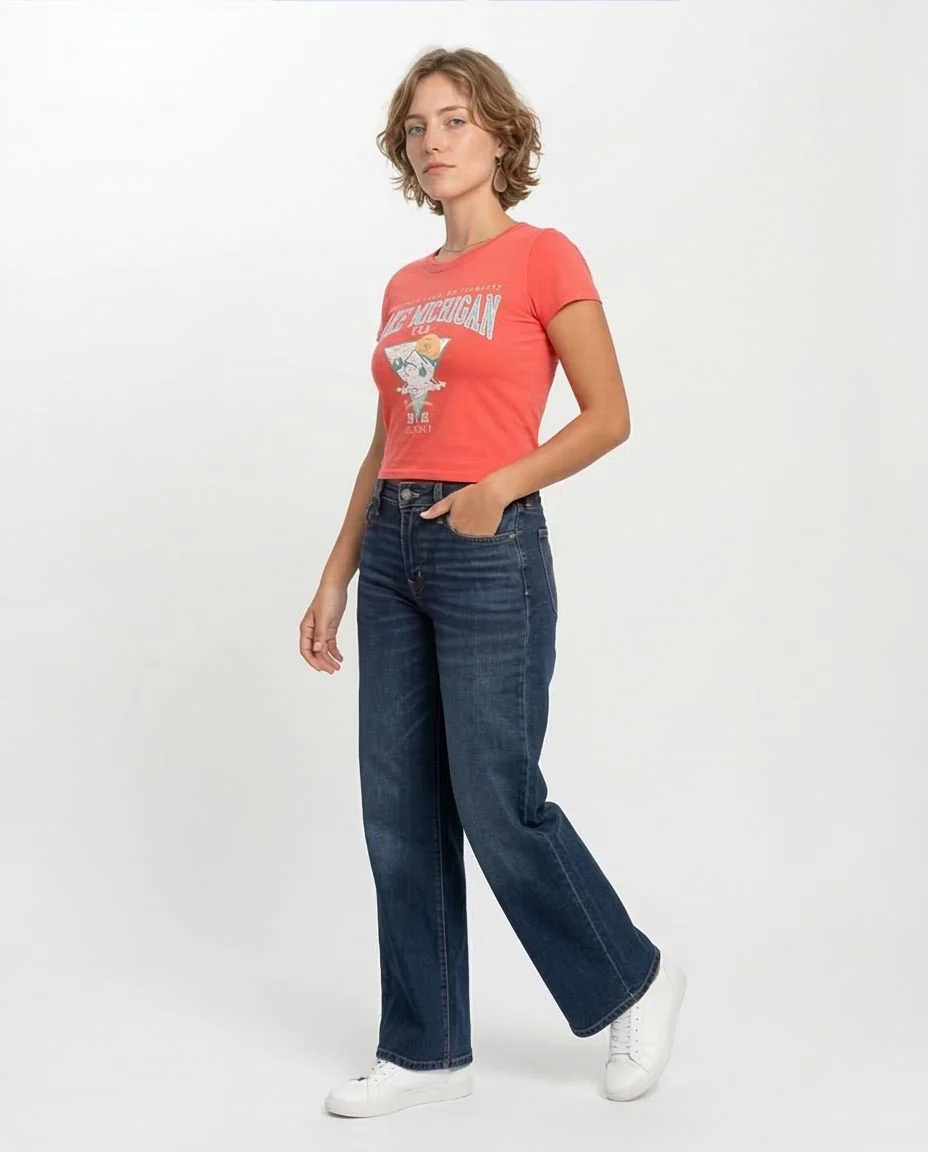 Ravin Women's Lake Michigan Graphic Cropped T-Shirt - Coral - O203256 - Image 5