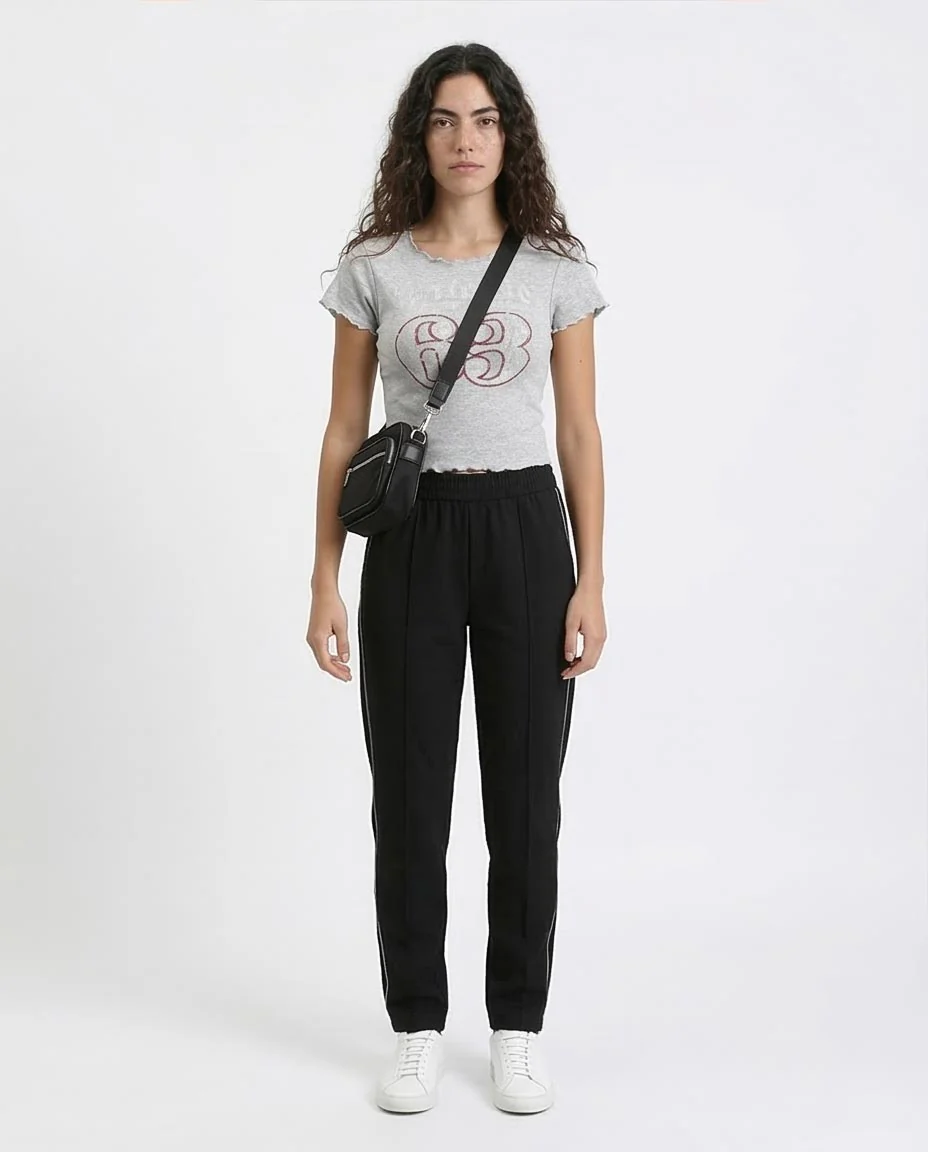 Ravin Women’s Lettuce-Edge Graphic Baby Tee - Heather Grey - R205869 - Image 3