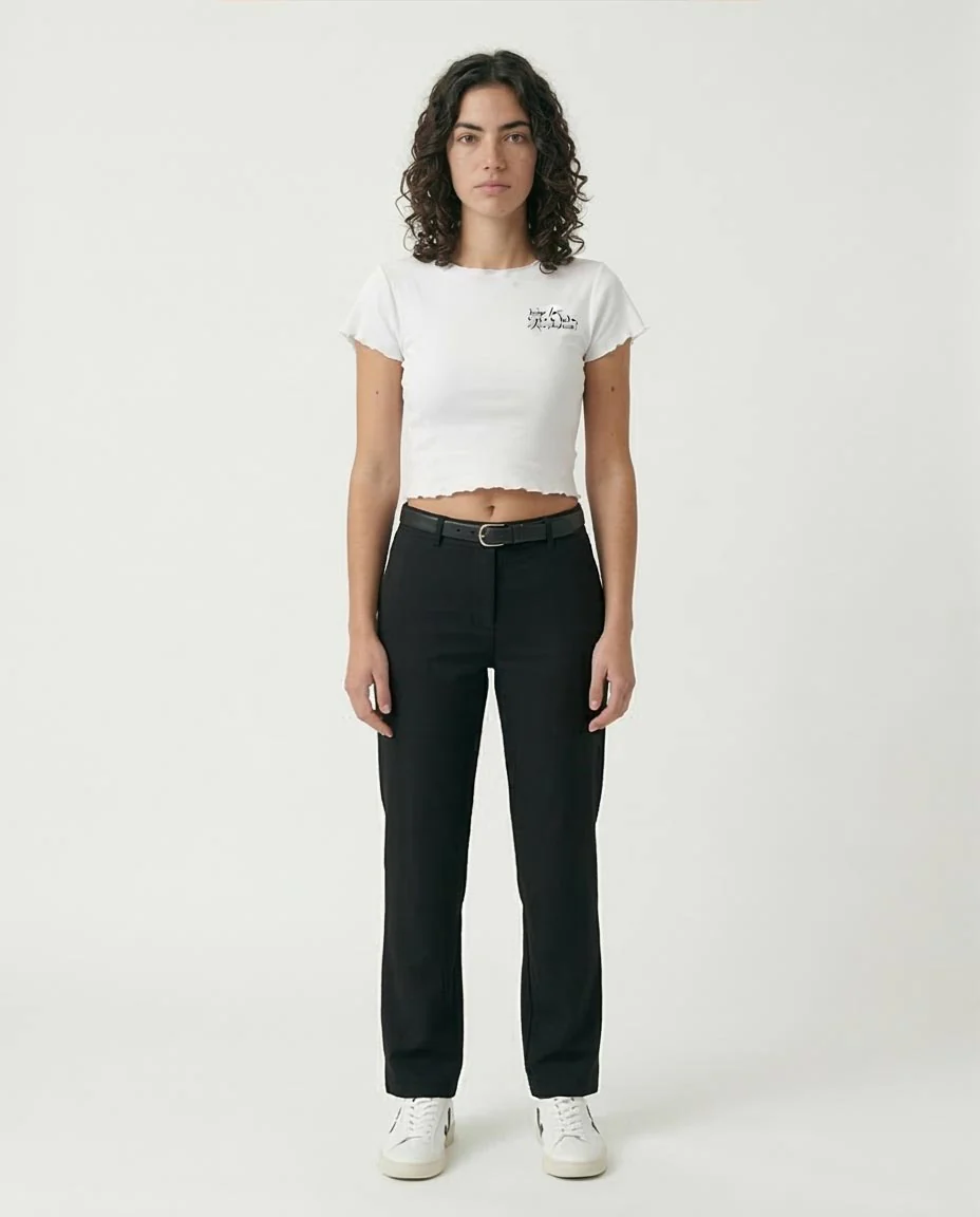 Ravin Women's Lettuce-Edge "Green Jobs Revolution" Cropped Ribbed Tee - White - R205510 - Image 3