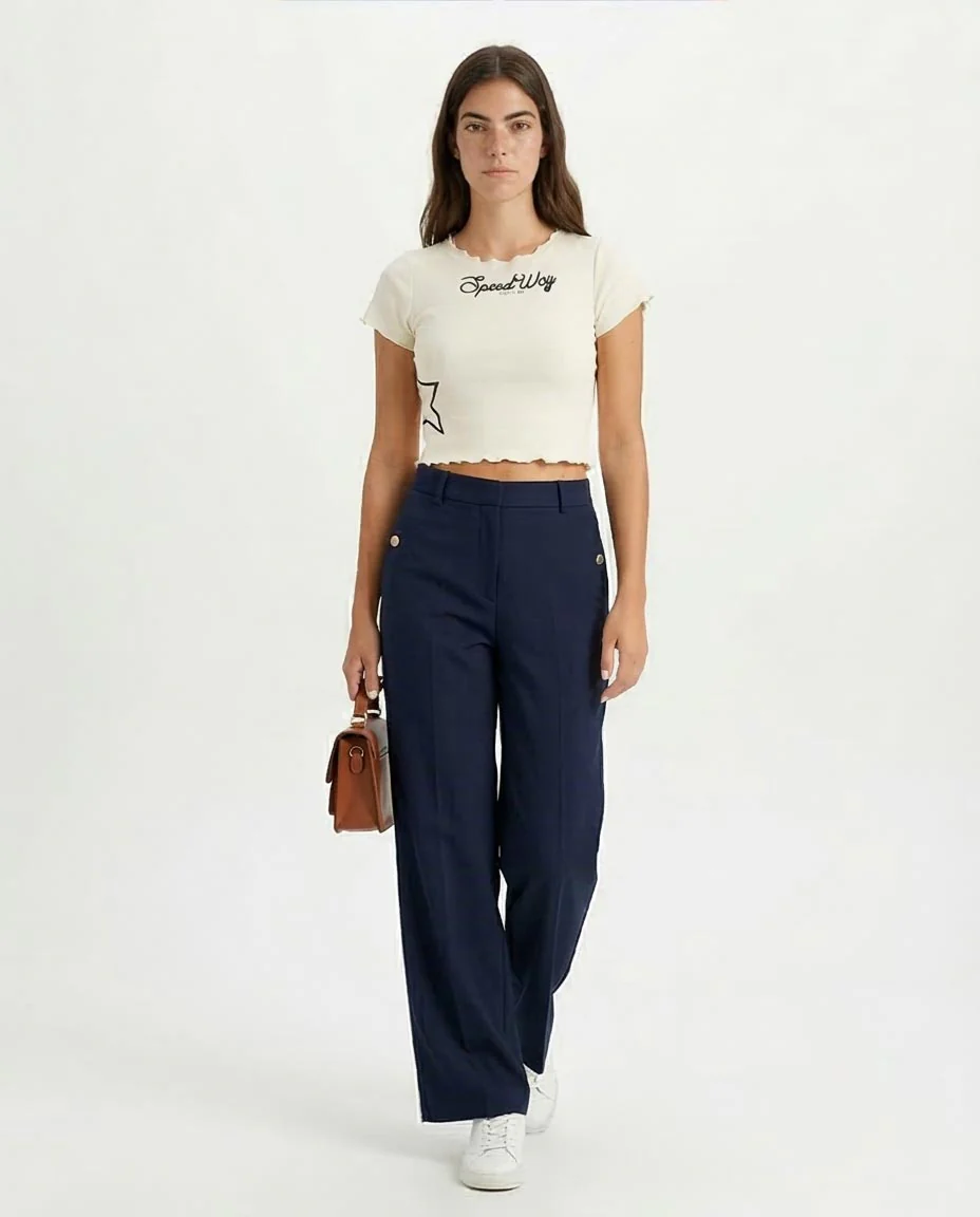 Ravin Women's Lettuce-Edge "Speed Way" Graphic Crop Top - White - R204606 - Image 5
