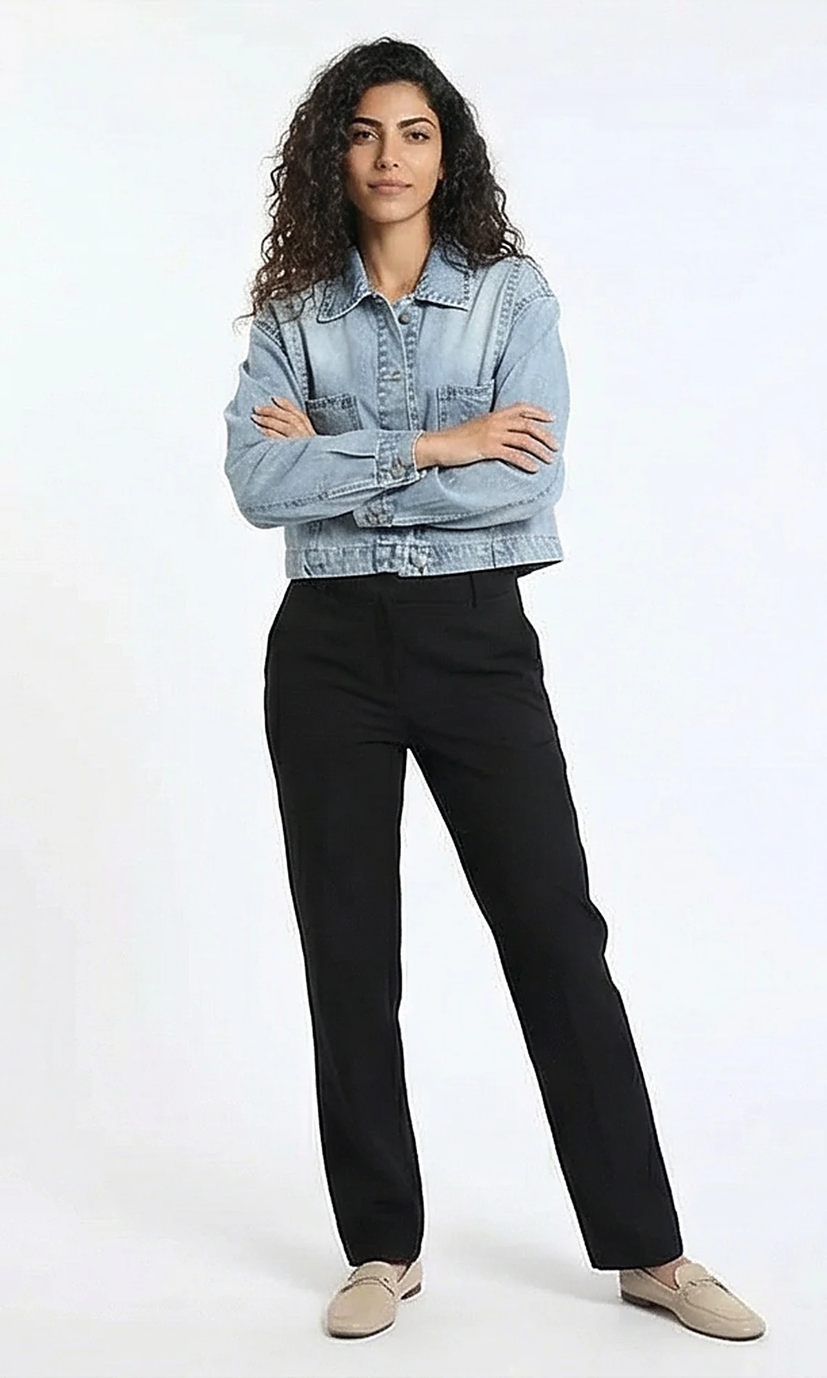 Women's Light Blue Distressed Cropped Denim Jacket - Image 4