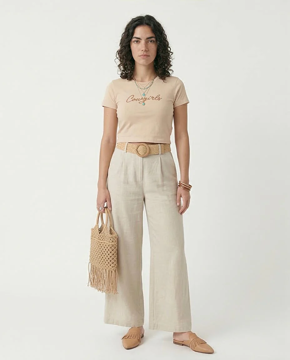 Ravin Women’s "Long Live Cowgirls" Graphic Crop T-Shirt – Sand - R205861 - Image 3