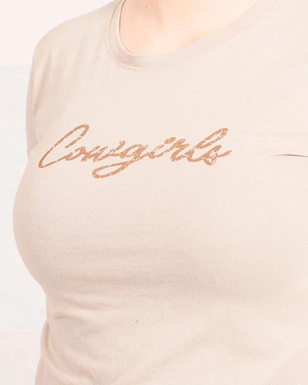 Ravin Women’s "Long Live Cowgirls" Graphic Crop T-Shirt – Sand - R205861 - Image 4