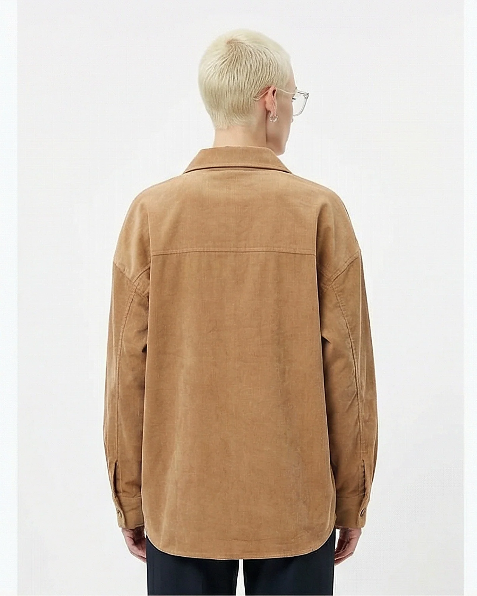 Women's Oversized Tan Corduroy Utility Shirt - R216614 - Image 2