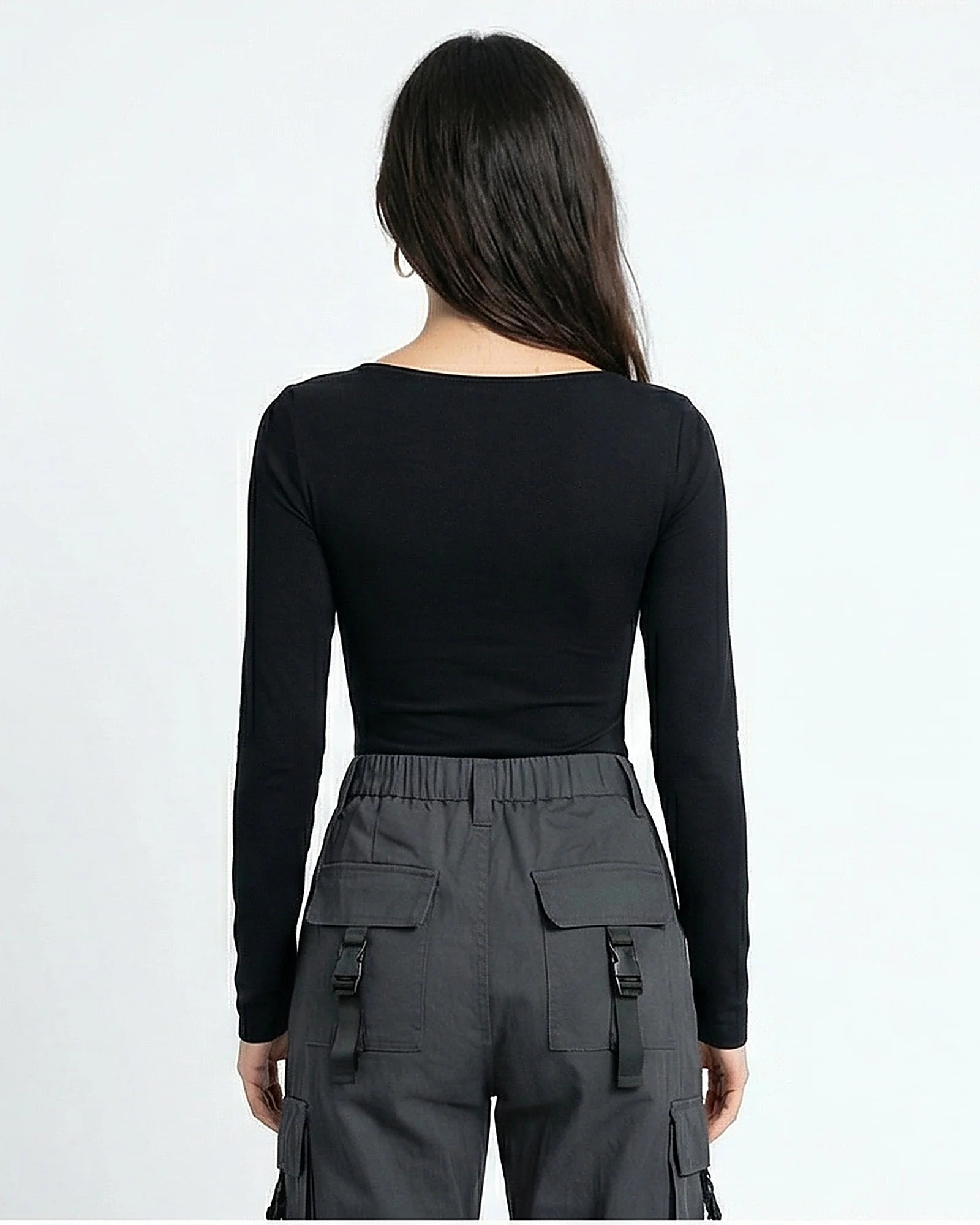Black Essential Slim-Fit Long Sleeve Tee - R216558 - Image 2