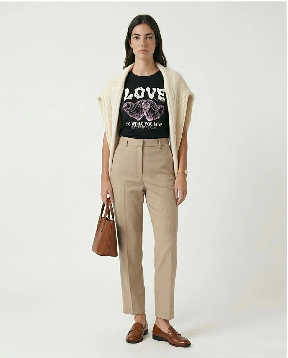Ravin Women's "LOVE" Graphic Baby-Tee – Black Slim-Fit Cropped T-Shirt - R210554 - Image 3