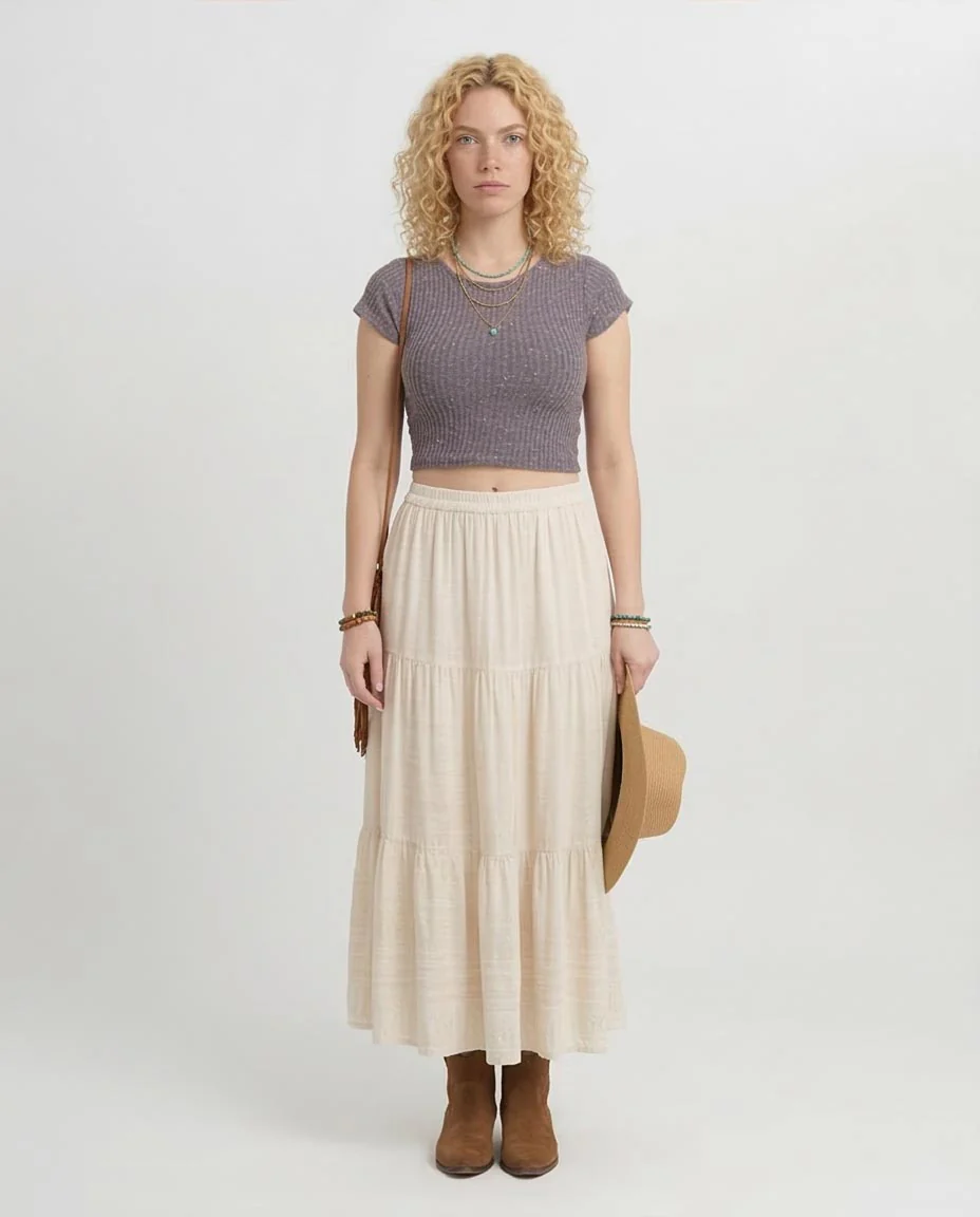 Ravin Women’s Mauve Speckled Ribbed Crop Top - Grey -R205511 - Image 3